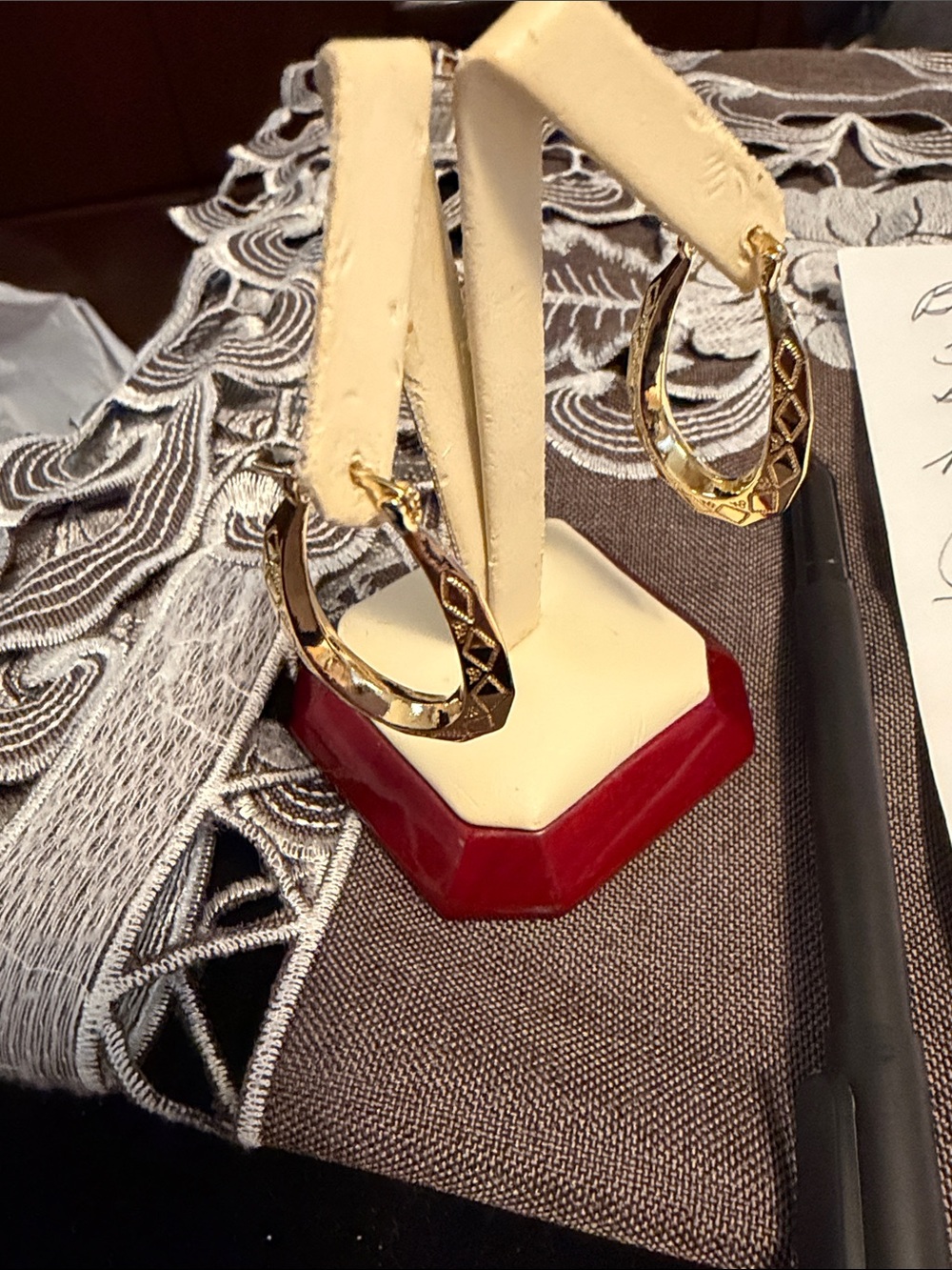 Classic Gold Textured Hoop Earrings - Women Jewelry